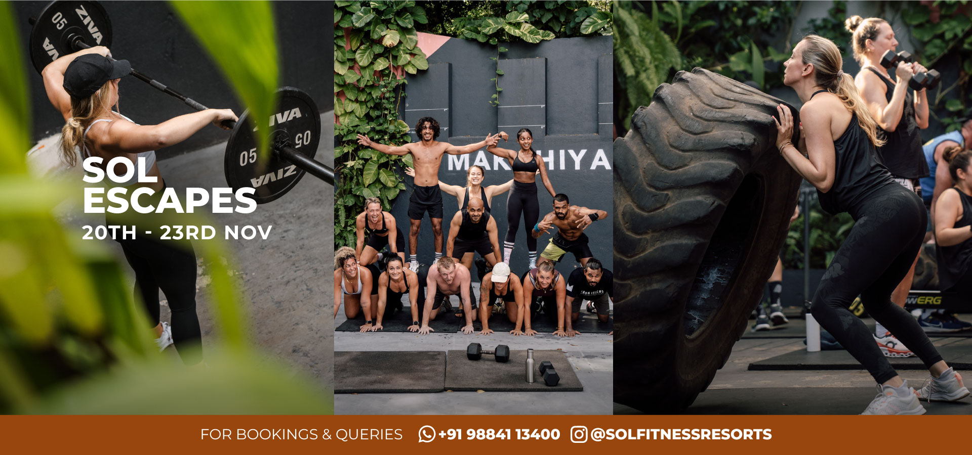 Group performing outdoor fitness challenge at Sol Fitness Resorts