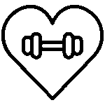 Heart and dumbbell icon symbolizing holistic fitness and wellbeing